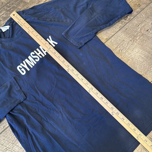 GYMSHARK Men's Apollo Long Sleeve T Shirt Navy Size L - Picture 3 of 6